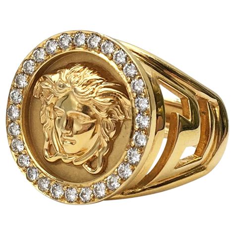 versace 18k gold ring|versace ring real gold.